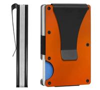 MYSUNBAR Orange Aviation Aluminum Slim Wallet Men RFID Blocking Anti-demagnetization Credit Card Holder Stainless Steel Money Clip Minimalist Slender Case