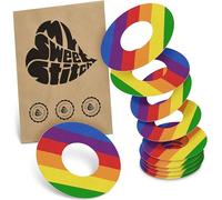 MySweetStitch - 10 x Freestyle Libre 1 & 2 Patches, Ring Patch Ø 65mm, Inner Ø 28mm, Waterproof, Breathable, Skin-Friendly, Made in Germany, Pride