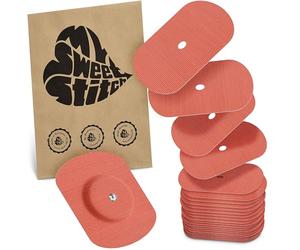 MySweetStitch - 25 x Freestyle Libre 1 & 2 Patches Oval with Ventilation Hole, Overpatch Ø 70 x 55mm, Waterproof, Breathable, Skin-Friendly, Made in Germany, Coral