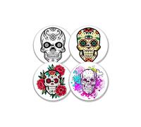 MySweetStitch | Freestyle Libre 1 & 2 Sensor Sticker (Set of 4) Flower Skull | with Ventilation Hole | Made in Germany