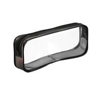 MYSXN PVC Zipper Pencil Bag,1PCS Pencil Case,Clear Pen Bag for Teen Girls School Supplies,Classroom,Office Supplies,Home,Make up Cosmetic Bag,Travel Luggage (BLACK)