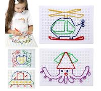 MYSXSWHL Thread Board for Kids,Sensory Thread Board,Weaving Loom Kit,Stitchboard Sensory Threading Board,for Kids with Colored Ropes,Kids Educational Toys