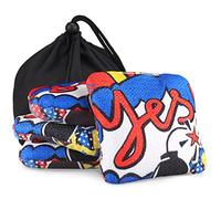 mytag Cornhole Bags Professional Grade, Dual Sided Slick and Stick Corn Hole Bean Bags Set of 4 with Carry Bag (Red/Blue)