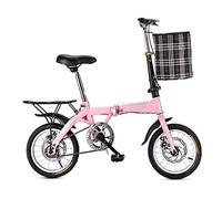 MytaYt 14 Inch 16 Inch 20 Inch Folding Bike Student Bicycle Single Speed Disc Brake Adult Compact Foldable Bicycle Transmission Folding System Traffic Light Full
