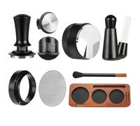 Mytdkxin 7 PCS Espresso Accessories,WDT Tool Espresso Machine Tamper Tools | Barista Tools Kit,Coffee Tamper with Wood Espresso Tamping Station,Distributor,Stirrer,Dosing Funnel,Brush,Puck Screen(54mm)