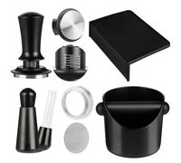 Mytdkxin Espresso Accessories,6 PCS Espresso Machine Accessories Kit,Coffee Tamper Tools Set with Espresso Tamper,Coffee Tamping Mat,WDT Distribution Tool,Knock Box,Dosing Funnel and Puck Screen