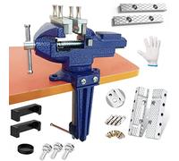 MYTEC Bench Vise or Table Vise, Multifunctional jaw, Multi-Functional Combined Vise with Quick Adjustment, Universal Rotate 360° Work Clamp-On Vise, 3.3" Blue