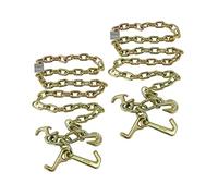 Mytee Products (2 Pack 5/16" x 6' Grade 70 Tow Chain w/RTJ Cluster Hooks & Grab Hooks w/Enlarged Links 4700 LBS WLL - Transport Tow Truck Chains for Car Towing Wrecker Recovery - Plain on One End