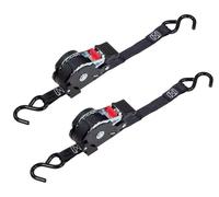 Mytee Products (2 Pack) Auto Retract NO-RATCHETING Ratchet Straps | 1" x12' Retractable Ratchet Straps w/Coated S Hook Tiedowns for Motorcycles, ATVs, Bikes: Tight & Secure Pickup Trailer Tie-Down