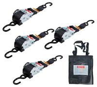 Mytee Products 4 Pack 2" x 10' Retractable Ratchet Straps | Auto Retract NO-RATCHETING Ratchet Straps with Coated S Hook Tiedowns for Motorcycles, ATVs, Bikes: Tight & Secure Pickup Trailer Tie-Down