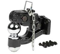 Mytee Products Pintle Hitch with 2-5/16-Inch Trailer Ball, 8 Ton Combination Hitch with Mounting Kit | Bolt On Adjustable Pintle Hook Ball Combo - Powder-Coated, Heavy-Duty