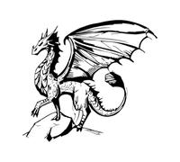 Myth Dragon Fantasy Monster Animal Sketch Fine Carving Stickers 36x39.9cm Glass Stickers Black