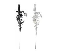 Myth of The Moon Ear Hook Earrings, Creative Star Moon Earrings for Women Vintage Ear Wrap Crawler Piercing Earrings, Punk Rock Gothic Halloween Jewelry Gift