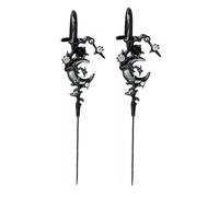 Myth of The Moon Ear Hook Earrings, Creative Star Moon Earrings for Women Vintage Ear Wrap Crawler Piercing Earrings, Punk Rock Gothic Halloween Jewelry Gift