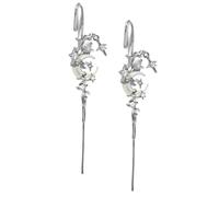 MYTH OF THE MOON Ear Hook Needle Piercing Earrin, 2Pcs Creative Star Moon Ear Hook Earrings S925 Sterling Silver Cubic Zirconia Hypoallergenic Punk Edgy Pin Hook Ear Cuff (Silver-1 pair)