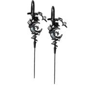 MYTH OF THE MOON Star Moon Ear Hook Earrin, 2Pcs Punk Edgy Sterling Silver Cubic Zirconia Hypoallergenic Ear Cuff (Black-1 pair)