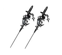 Myth of the Moon Ear Hook Needle Piercing Earring, Creative Star Moon Ear Hook Earrings for Women, Punk Edgy Pin Hook Ear Cuff (Black)