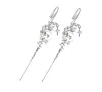 Myth of the Moon Ear Hook Needle Piercing Earring, Creative Star Moon Ear Hook Earrings for Women, Punk Edgy Pin Hook Ear Cuff (White)