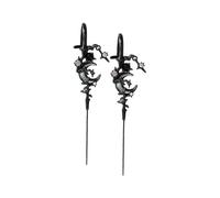 MYTH OF THE MOON Ear Hook Needle Piercing Earring,Gothic Earrings,Creative Star Moon Earrings,E/ar Cuff Earri/ngs for Women,Moonstone Earrin/gs,Earr/ings for Top of Ear,E/ar Jacket Earrings,Black