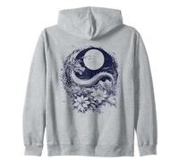 Mythic Dragon Lunar Orb Botanical Night Art Zip Hoodie