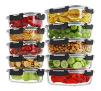 Mythic Essentials Meal Prep Glass Containers with Lids (10 Pack) - Airtight & BPA-Free - Microwave, Oven, Freezer & Dishwasher Safe - Borosilicate Glass Food Storage Containers
