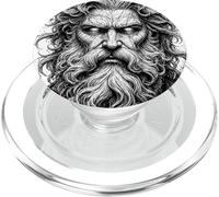 Mythic God Portrait Sketch Black White Line Art PopSockets PopGrip for MagSafe