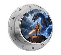 Mythic Hero Mechanical Kitchen Timer 60 Minute Wind Up Countdown Clock with Magnetic Back Loud Alarm Stainless Steel Manual Timer for Cooking Baking Classroom Home Gym