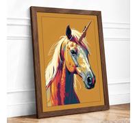 Mythic Horse Framed Wall Art Print A2 Walnut