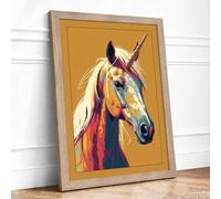 Mythic Horse Modern Framed Wall Art Print A3 (42×29.7cm) Oak, Wall Decor for Living Room, Bedroom, Office & Home, Ready to Hang, Art Gift