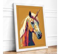 Mythic Horse Modern Framed Wall Art Print A3 (42×29.7cm) White, Wall Decor for Living Room, Bedroom, Office & Home, Ready to Hang, Art Gift
