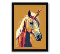 Mythic Horse Modern Framed Wall Art Print A4 (29.7×21cm) Black, Wall Decor for Living Room, Bedroom, Office & Home, Ready to Hang, Art Gift