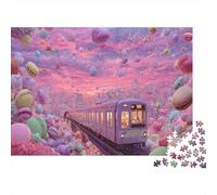 Mythic Macaron Train Puzzles 1000 Piece Puzzle Challenge Toy Adults And over 12 Years Old Impossible Jigsaw Puzzle Educational Game Home Decoration Gift 38x26cm/1000pcs