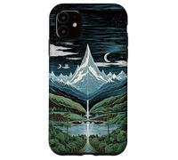 Mythic Mountain Moon Night Waterfall Retro Landscape Case for iPhone 11