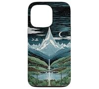 Mythic Mountain Moon Night Waterfall Retro Landscape Case for iPhone 13 Pro
