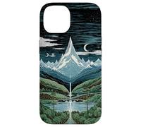 Mythic Mountain Moon Night Waterfall Retro Landscape Case for iPhone 14