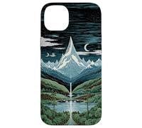 Mythic Mountain Moon Night Waterfall Retro Landscape Case for iPhone 14 Plus