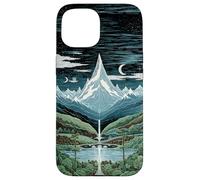 Mythic Mountain Moon Night Waterfall Retro Landscape Case for iPhone 15
