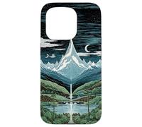 Mythic Mountain Moon Night Waterfall Retro Landscape Case for iPhone 15 Pro
