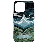 Mythic Mountain Moon Night Waterfall Retro Landscape Case for iPhone 16 Pro