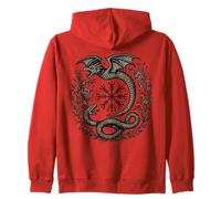 Mythic Norse Pagan Viking Tee Dragon Serpent Nordic Snake Zip Hoodie