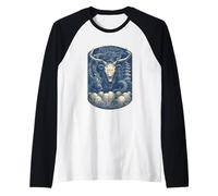 Mythic Skull Art Dragon Bonsai Pagoda Monochrome Raglan Baseball Tee