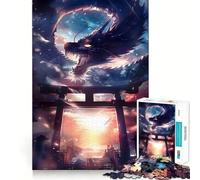 Mythic Torii Gate Dragon 1000 Piece Jigsaw Puzzles for Adults Jigsaw Fine Logic Toy Quiet Fun Neat Edge Memorable Gift (38x26cm)
