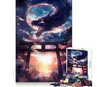 Mythic Torii Gate Dragon 1000 Piece Jigsaw Puzzles for Adults Jigsaw Fine Logic Toy Quiet Fun Neat Edge Memorable Gift (38x26cm)