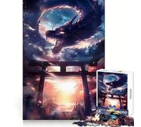 Mythic Torii Gate Dragon 1000 Piece Jigsaw Puzzles for Teenagers Jigsaw Mind Puzzle Tension Relief Art Assembly Premium Gift (38x52cm)