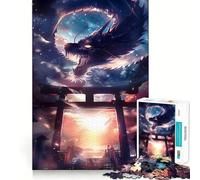 Mythic Torii Gate Dragon 1000 Piece Jigsaw Puzzles for Teenagers Jigsaw Mind Puzzle Tension Relief Art Assembly Premium Gift (38x52cm)