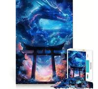 Mythic Torii Gate Dragon 1000 Pieces Jigsaws Adults Puzzles Gifts Memory Upgrade Leisure Time Sharp Cut Wall Art Decor (50x75cm)