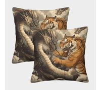 Mythical Battle-fantasy Art Style Pillow Covers 2 Pack Cozy Pillowcases Available All Seasons Cushion Covers with Zipper Decor Sofa for Living Room Bedroom 45x45cm