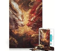 Mythical Beasts Clashing Amid Golden Flames 1000 Piece Jigsaw Puzzles for Adults Jigsaw Brain Skill Warm Time Exact Edge (38x26cm)