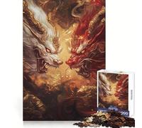 Mythical Beasts Clashing Amid Golden Flames 1000 Piece Jigsaw Puzzles for Adults Jigsaw Fine Logic Toy Quiet Fun Neat Edge Memorable Gift (38x52cm)