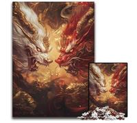 Mythical Beasts Clashing Amid Golden Flames JigsawPuzzle 1000 Pieces for Adults Puzzles for Adults for Mother'S Day Birthdays Christmas 1000 PCS(38x26cm)